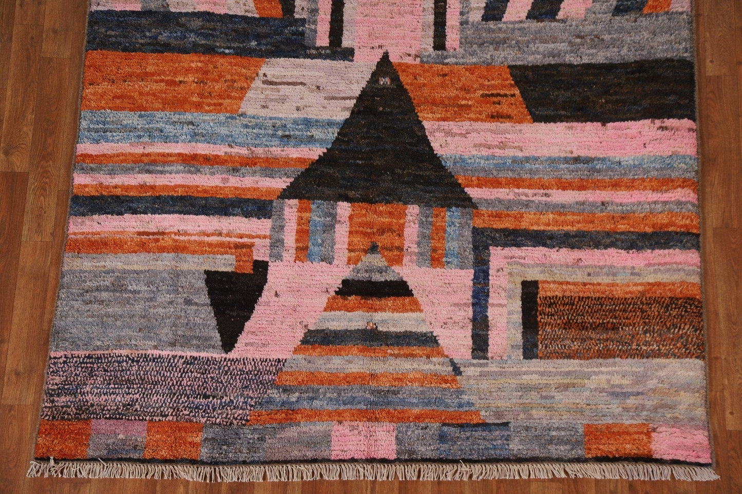 Pink Geometric Moroccan Wool Area Rug 6x8