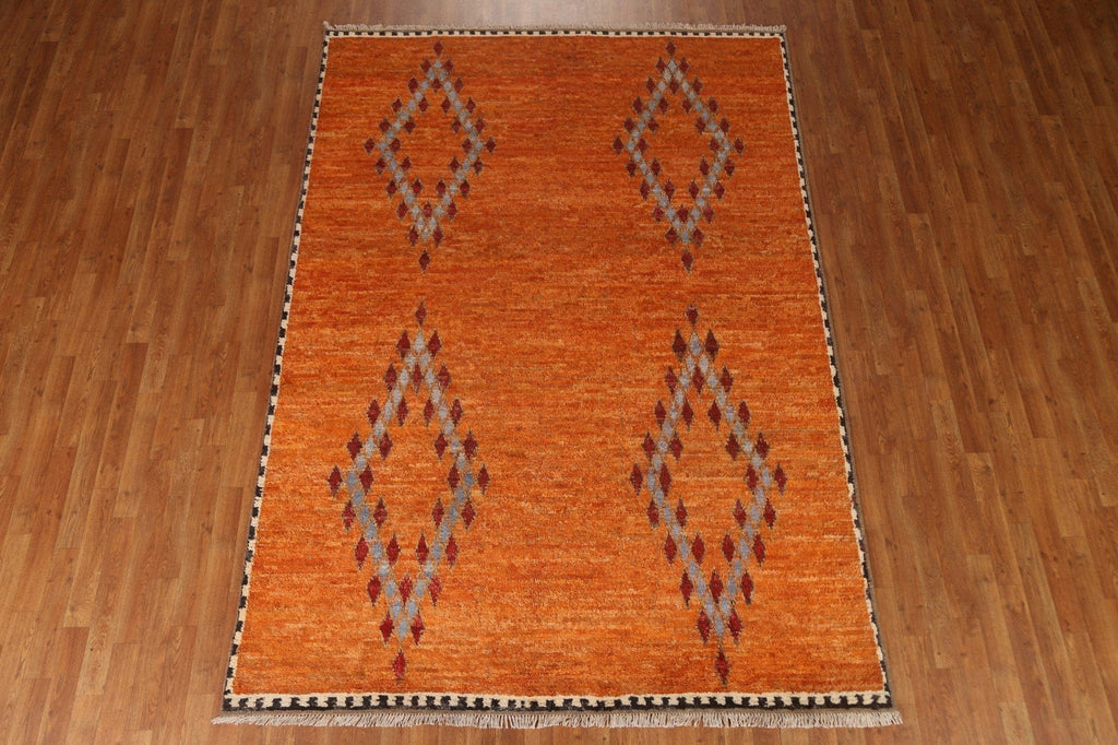 Orange Moroccan Oriental Area Rug 7x9