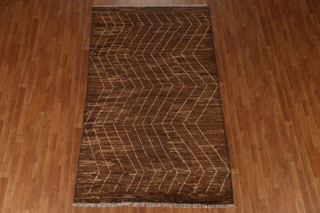 Chevron Moroccan Brown Area Rug 5x8