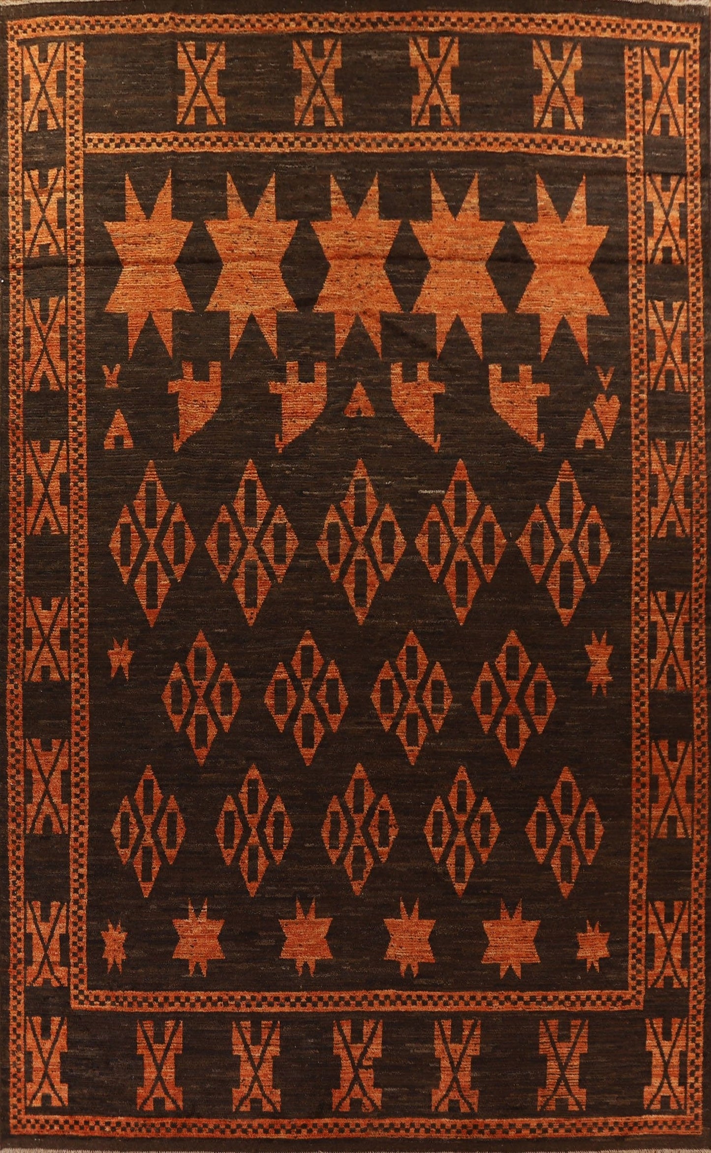 Geometric Moroccan Brown Large Rug 12x18