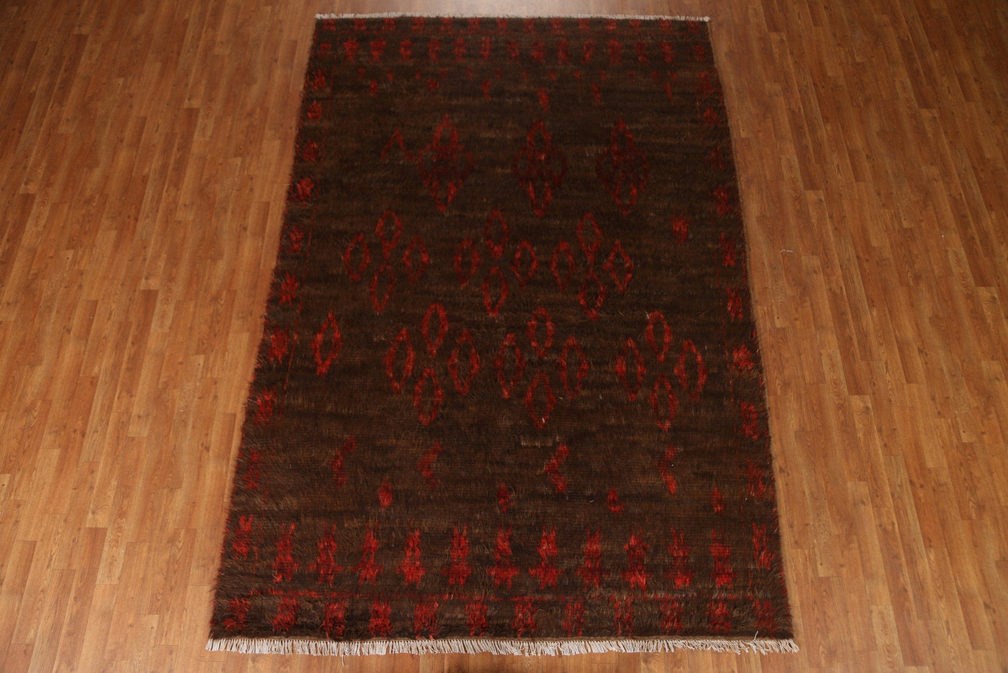 Dark Brown Moroccan Berber Wool Area Rug 7x10