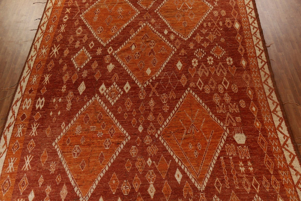 Orange Tribal Moroccan Large Wool Rug 13x17