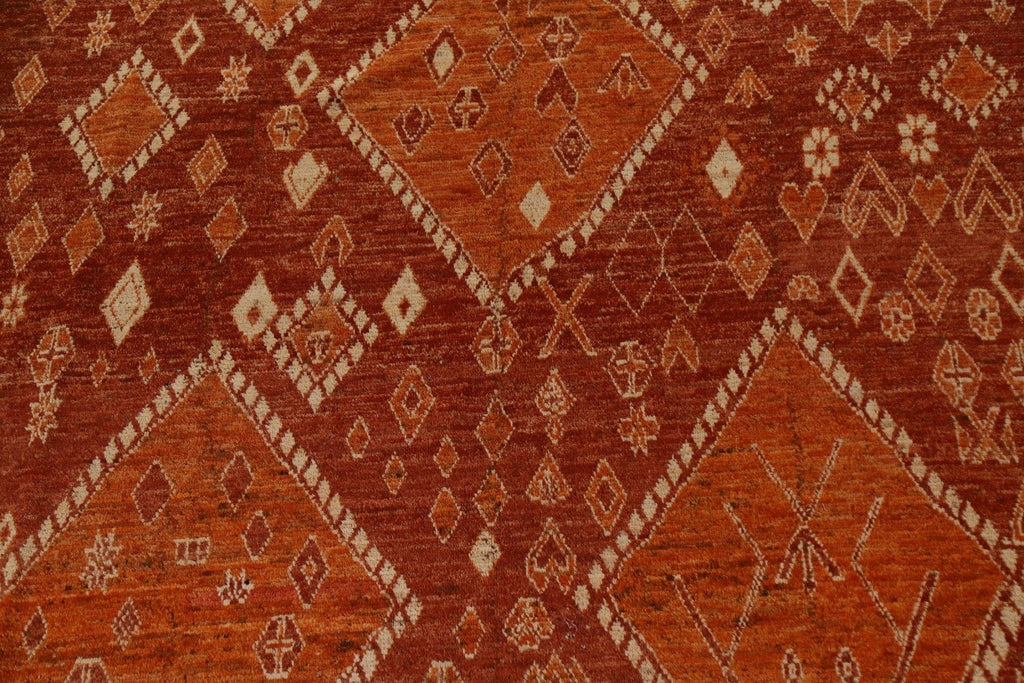 Orange Tribal Moroccan Large Wool Rug 13x17