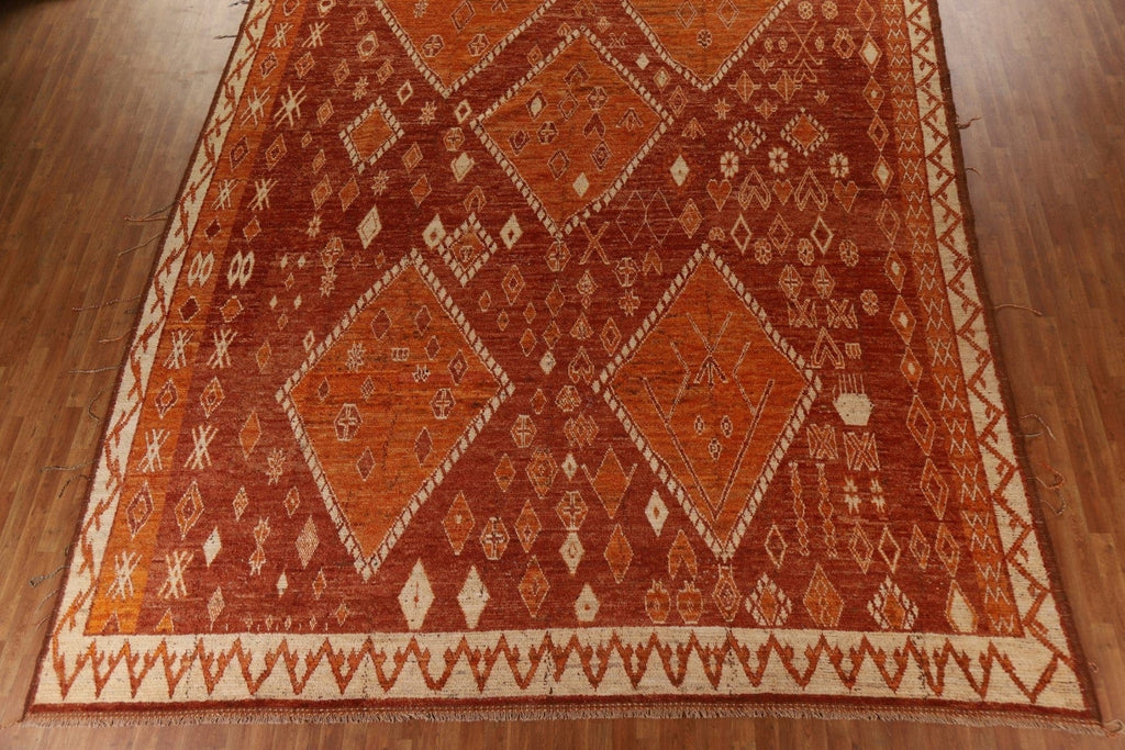 Orange Tribal Moroccan Large Wool Rug 13x17