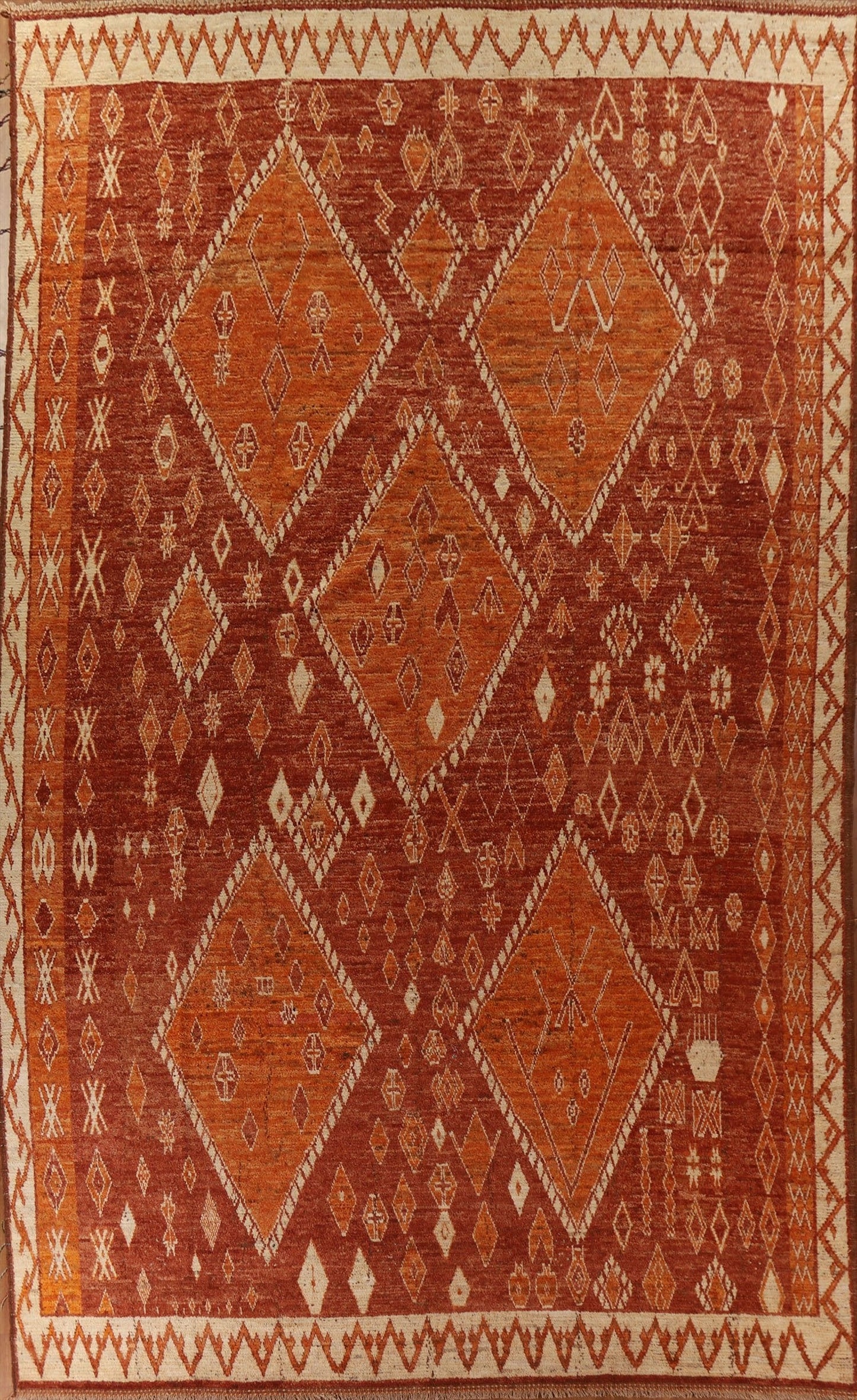 Orange Tribal Moroccan Large Wool Rug 13x17