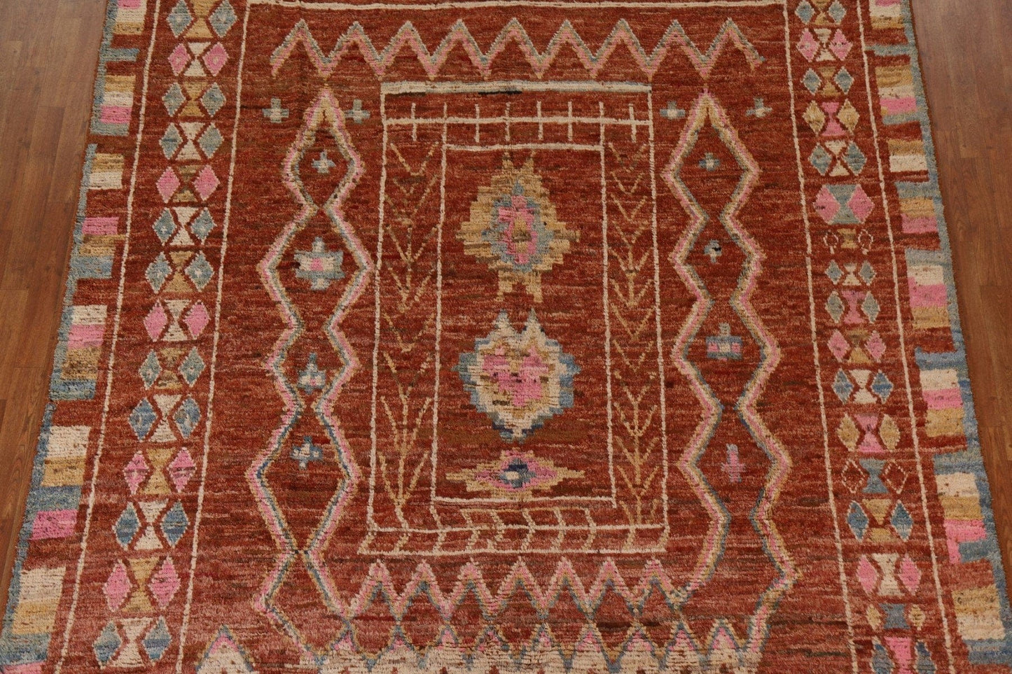 Orange Moroccan Tribal Area Rug 9x10