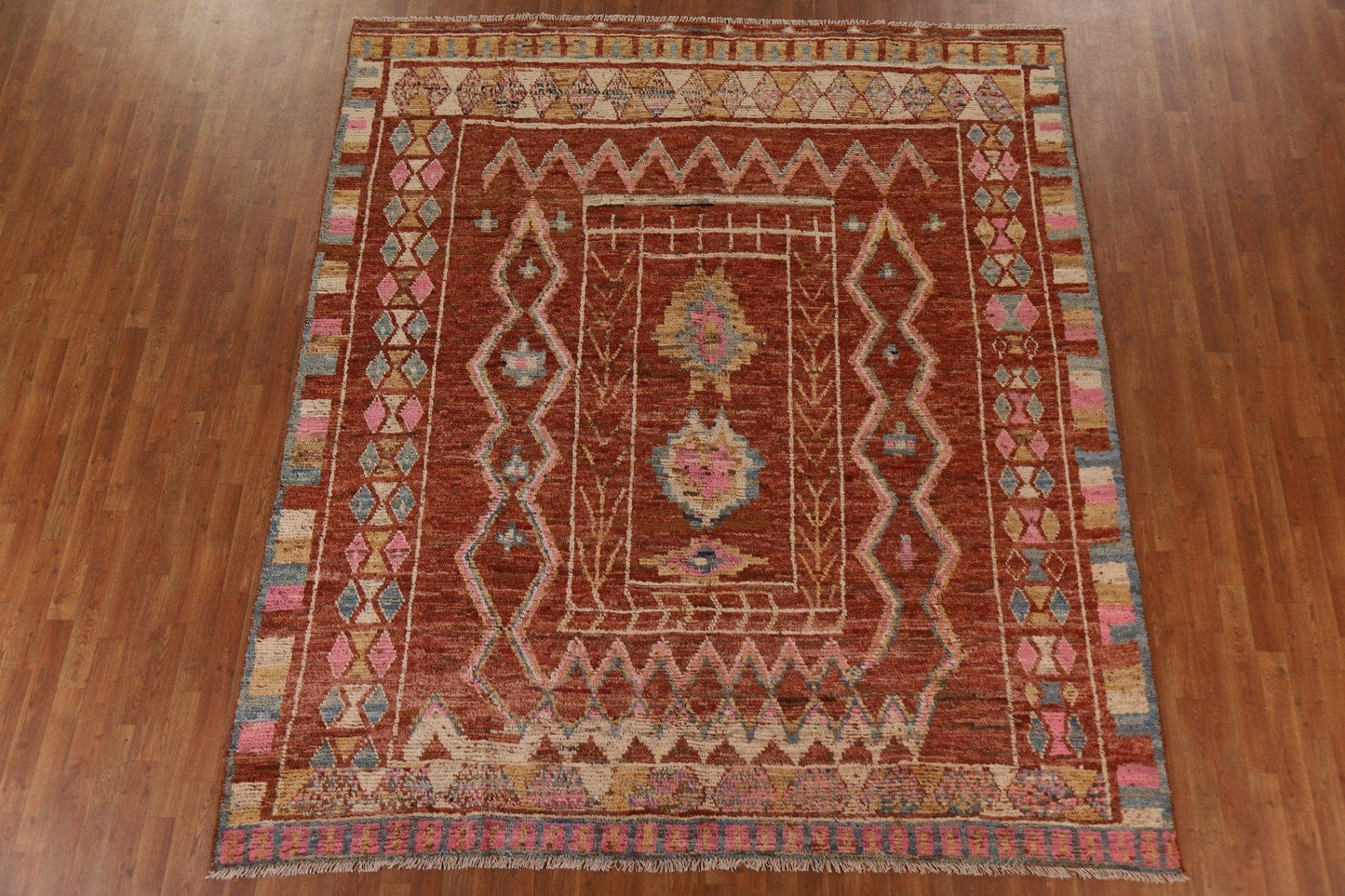 Orange Moroccan Tribal Area Rug 9x10