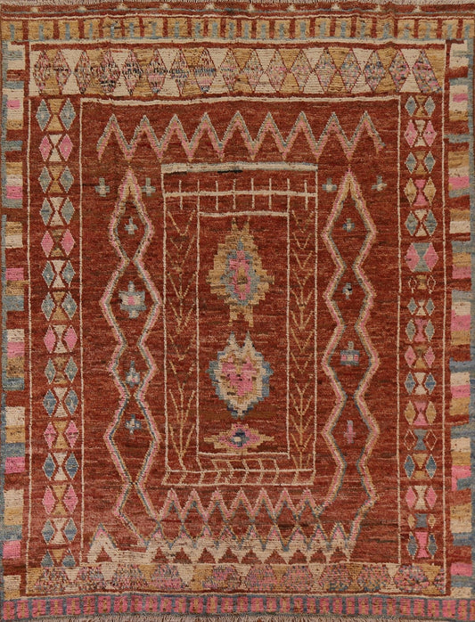 Orange Moroccan Tribal Area Rug 9x10