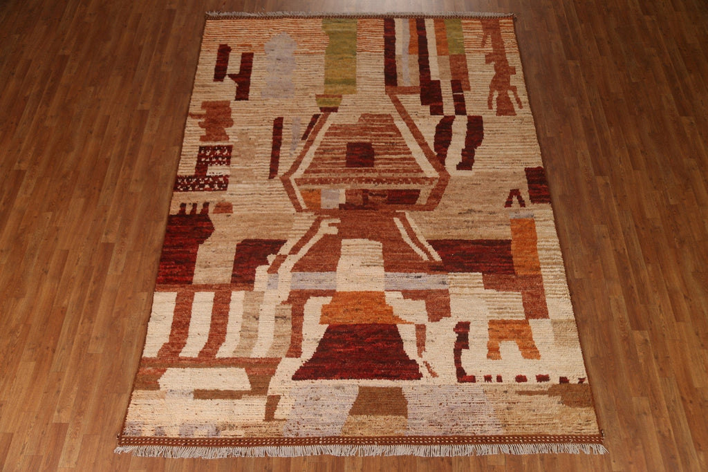 Hand-Knotted Wool Moroccan Area Rug 7x10