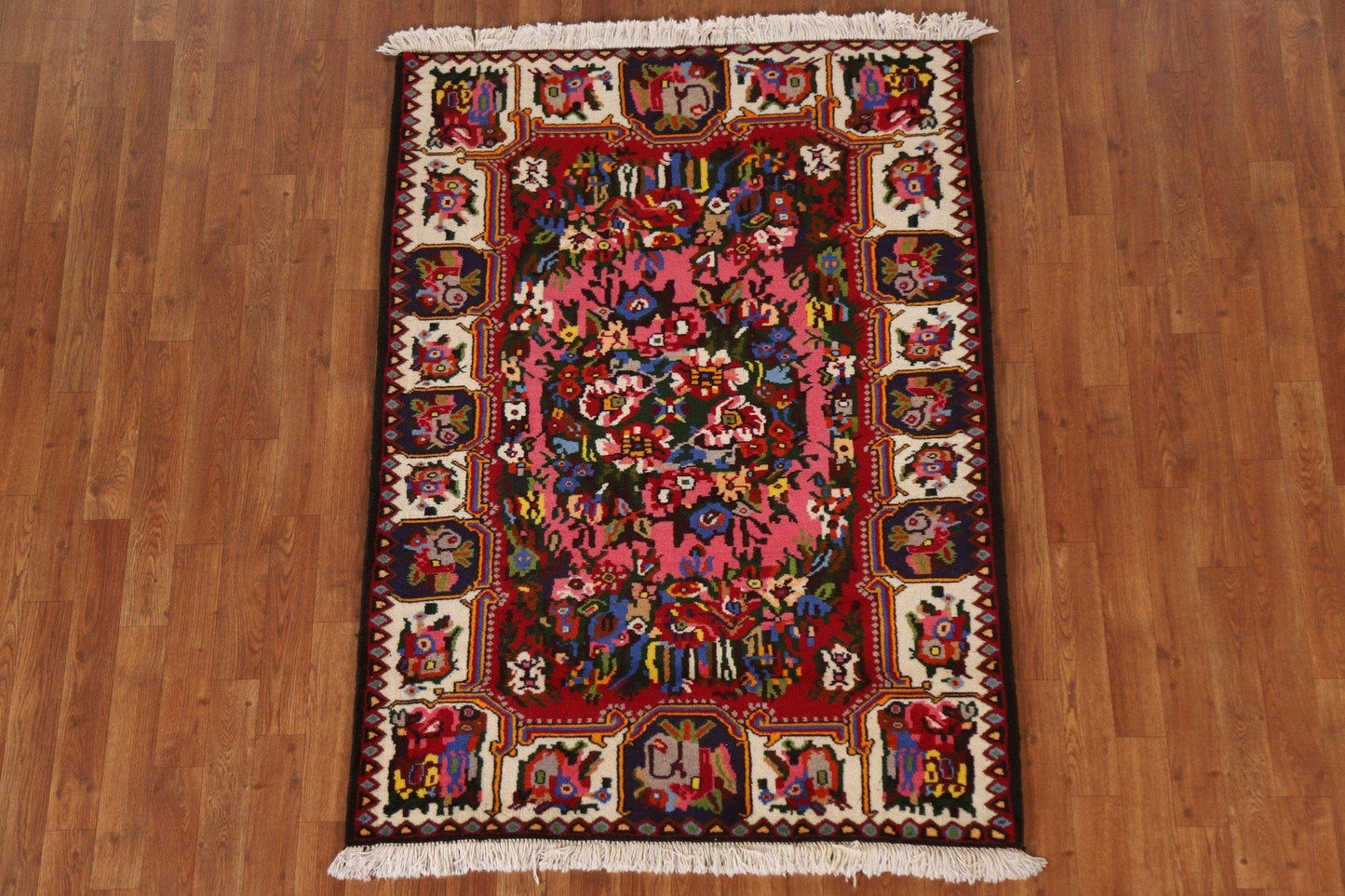 Hand-Knotted Wool Bakhtiari Persian Rug 4x5