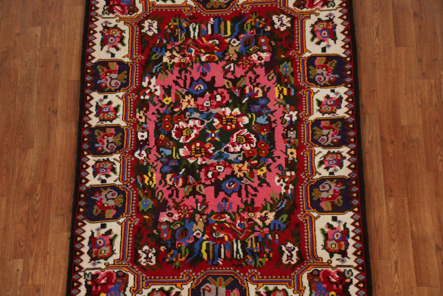 Hand-Knotted Wool Bakhtiari Persian Rug 4x5