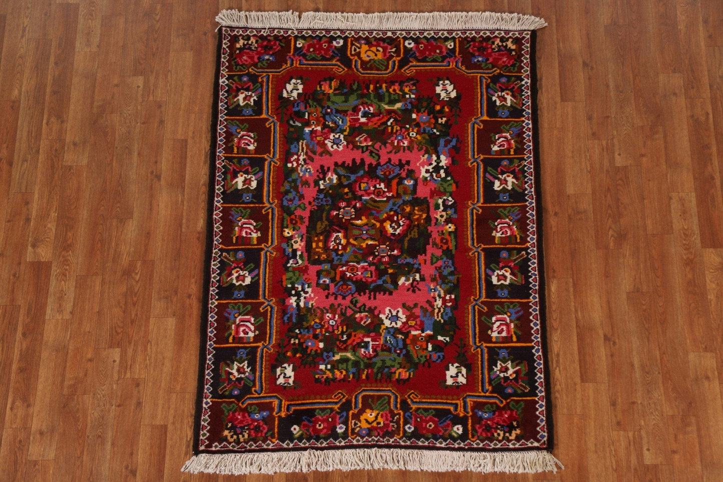 Hand-Knotted Wool Bakhtiari Persian Area Rug 4x5