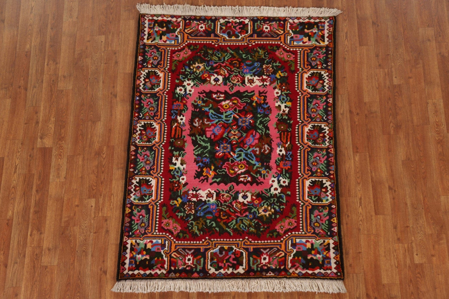 Hand-Knotted Wool Bakhtiari Persian Area Rug 4x5