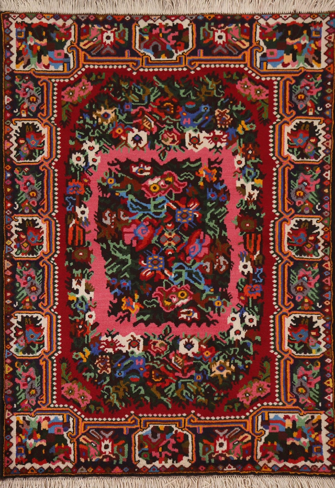 Hand-Knotted Wool Bakhtiari Persian Area Rug 4x5