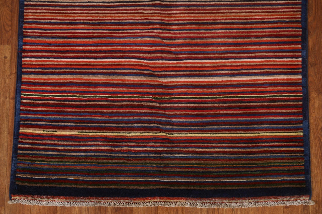 Modern Gabbeh Kashkoli Striped Area Rug 3x5