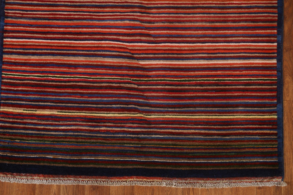 Modern Gabbeh Kashkoli Striped Area Rug 3x5