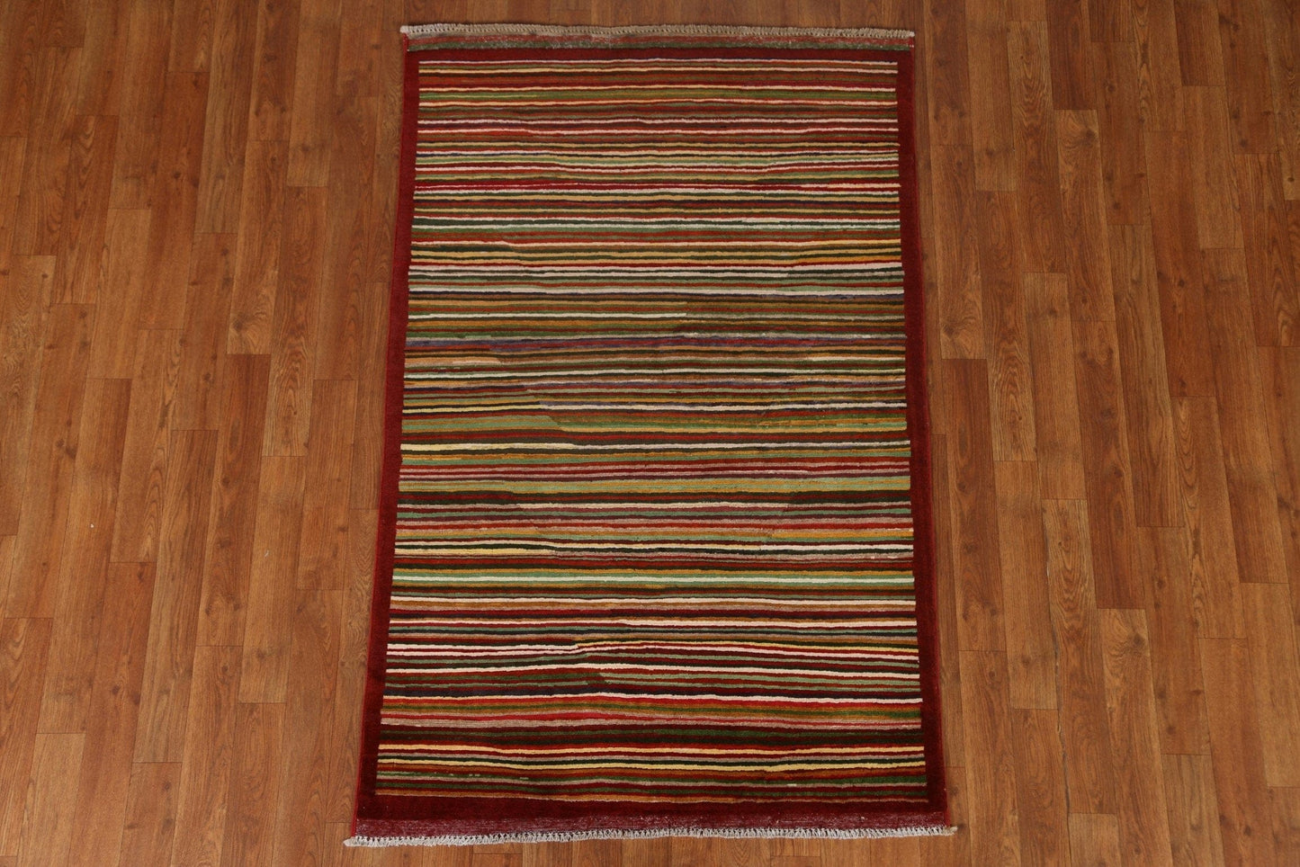 Striped Gabbeh Kashkoli Wool Area Rug 3x5