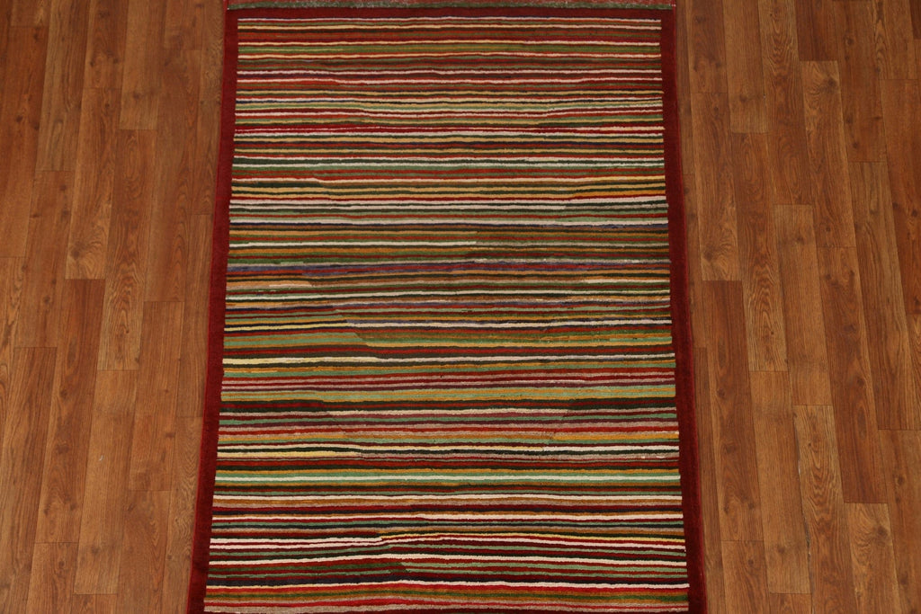 Striped Gabbeh Kashkoli Wool Area Rug 3x5