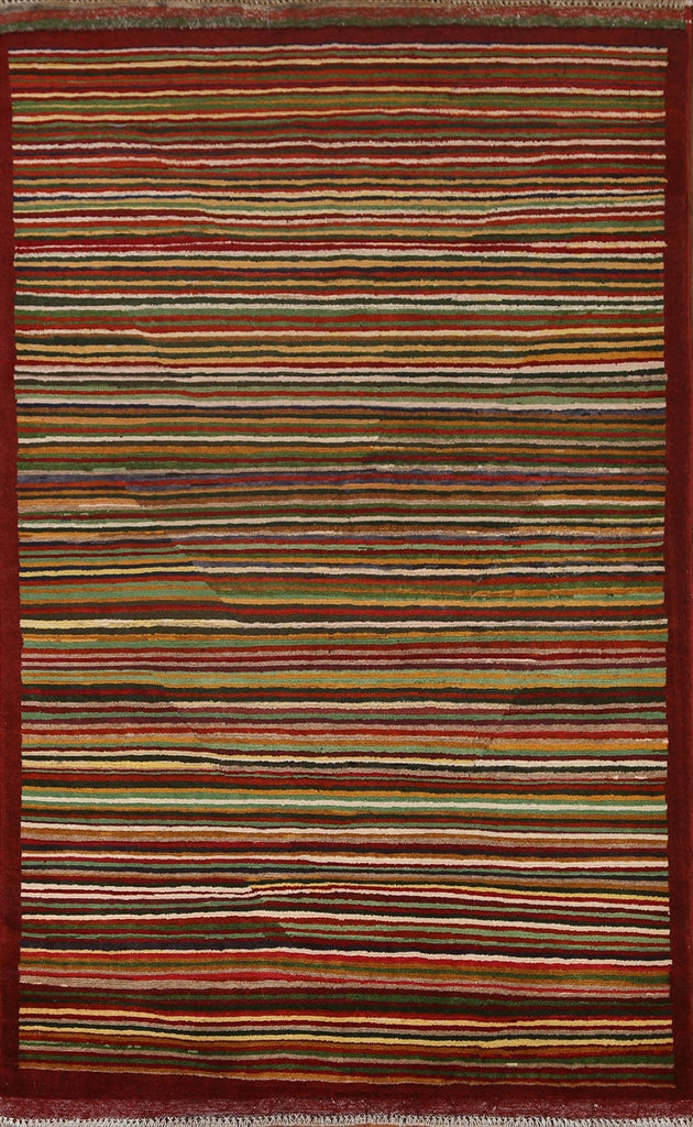 Striped Gabbeh Kashkoli Wool Area Rug 3x5