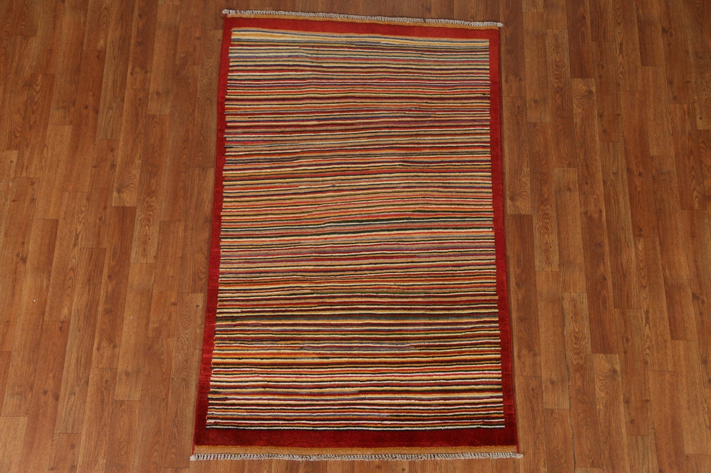 Striped Gabbeh Kashkoli Modern Area Rug 3x5