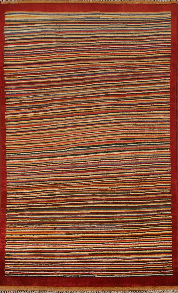 Striped Gabbeh Kashkoli Modern Area Rug 3x5