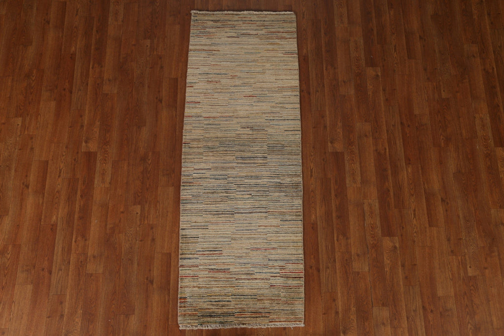 Wool Gabbeh Kashkoli Striped Runner Rug 2x6