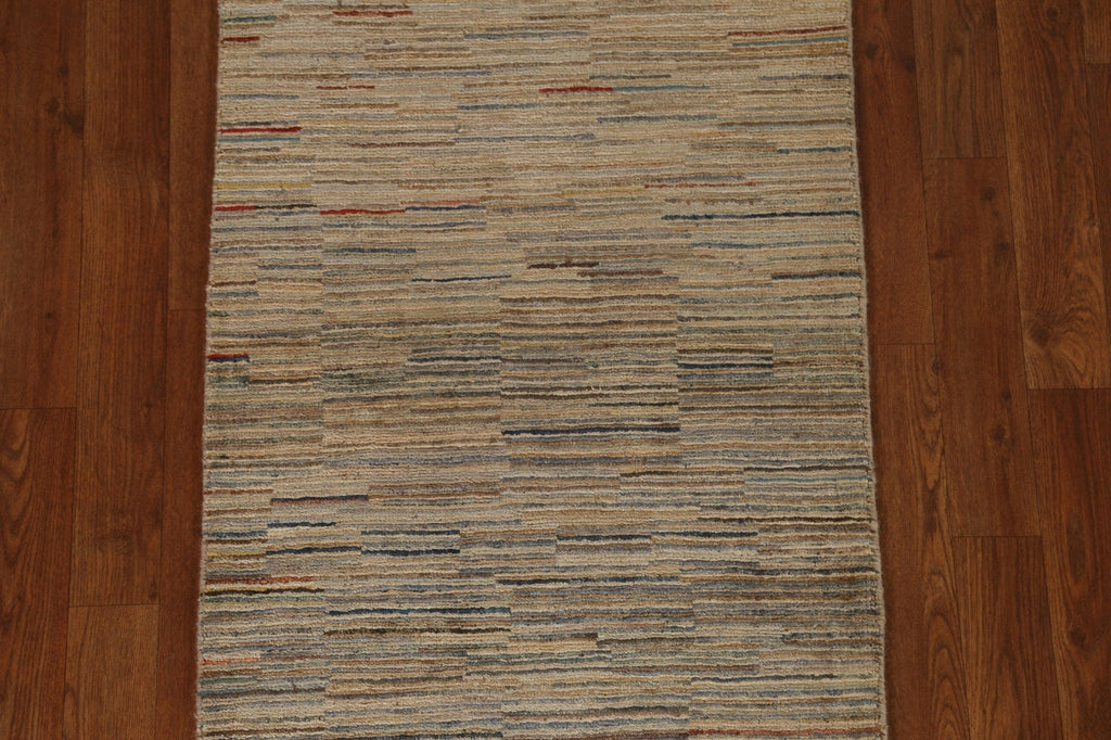 Wool Gabbeh Kashkoli Striped Runner Rug 2x6