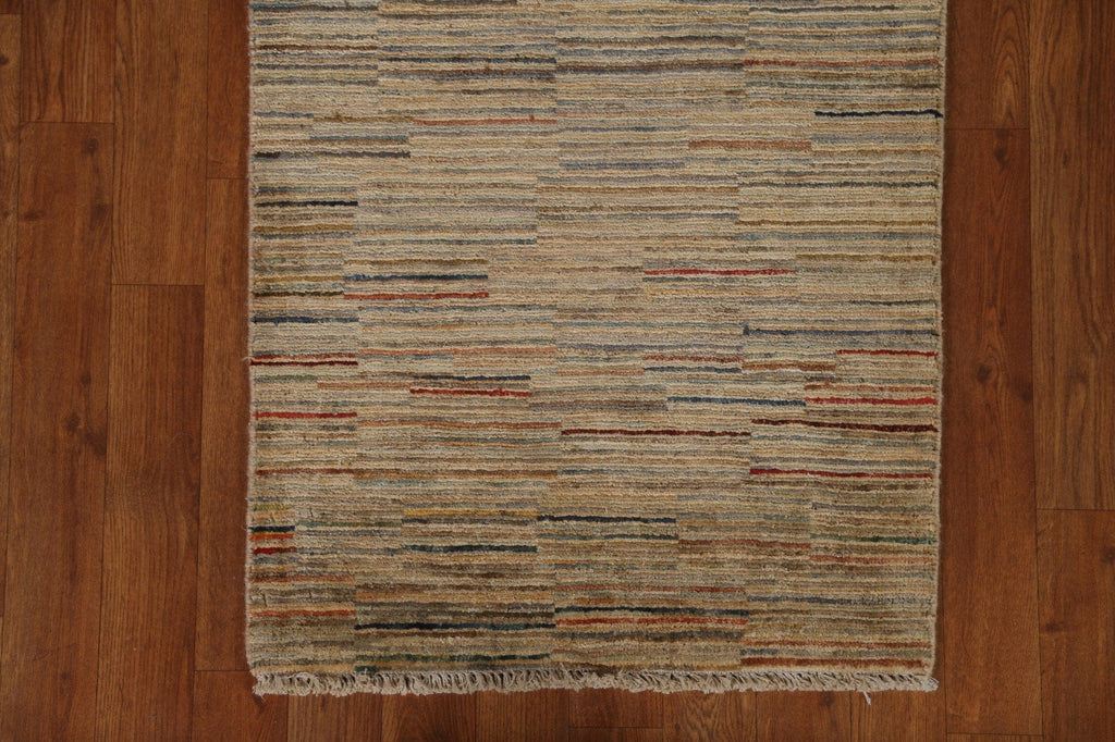 Wool Gabbeh Kashkoli Striped Runner Rug 2x6