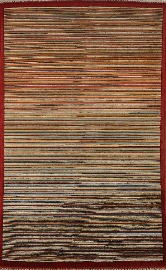 Striped Gabbeh Kashkoli Oriental Area Rug 3x5