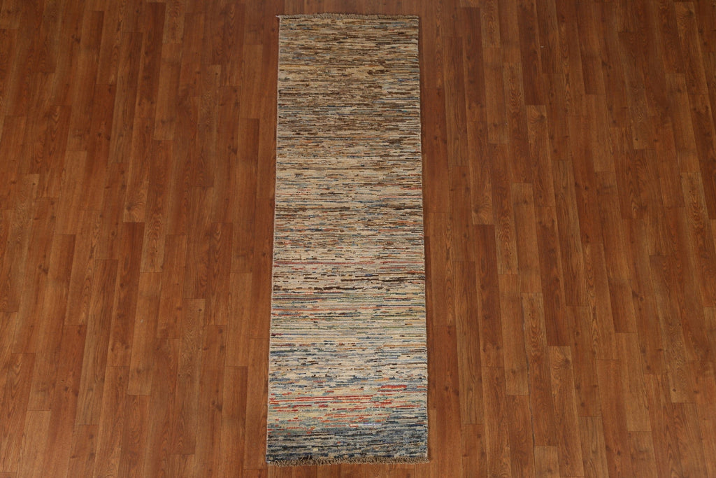 Striped Gabbeh Kashkoli Wool Runner Rug 2x6