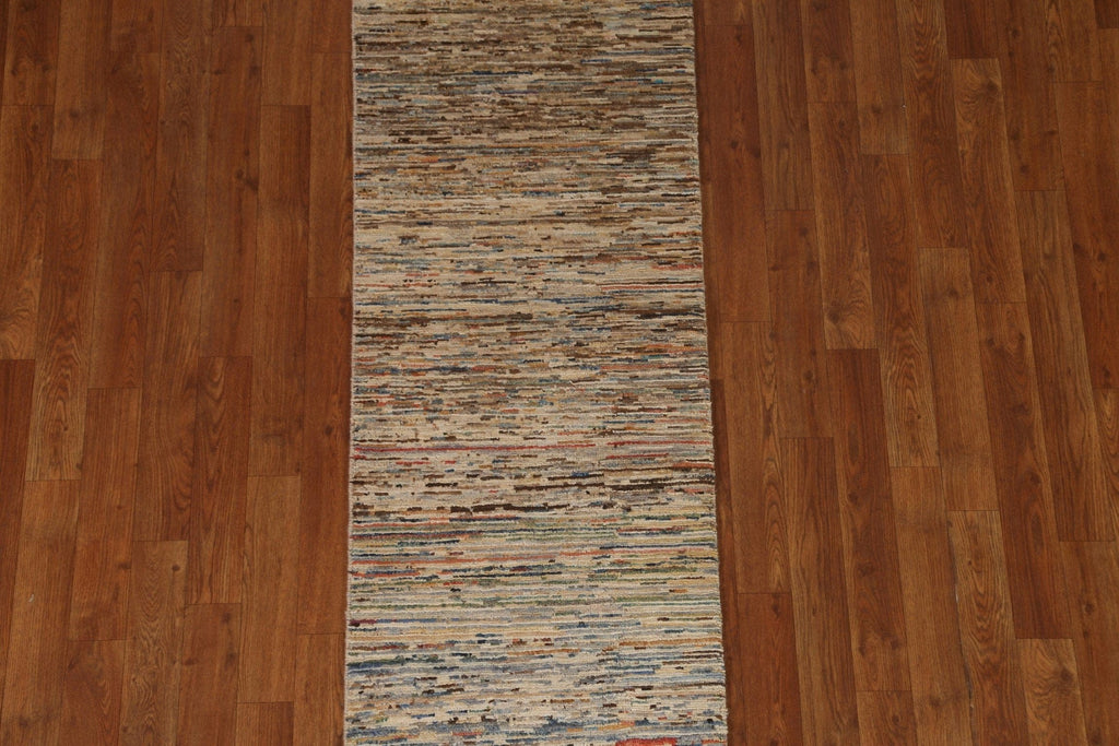 Striped Gabbeh Kashkoli Wool Runner Rug 2x6