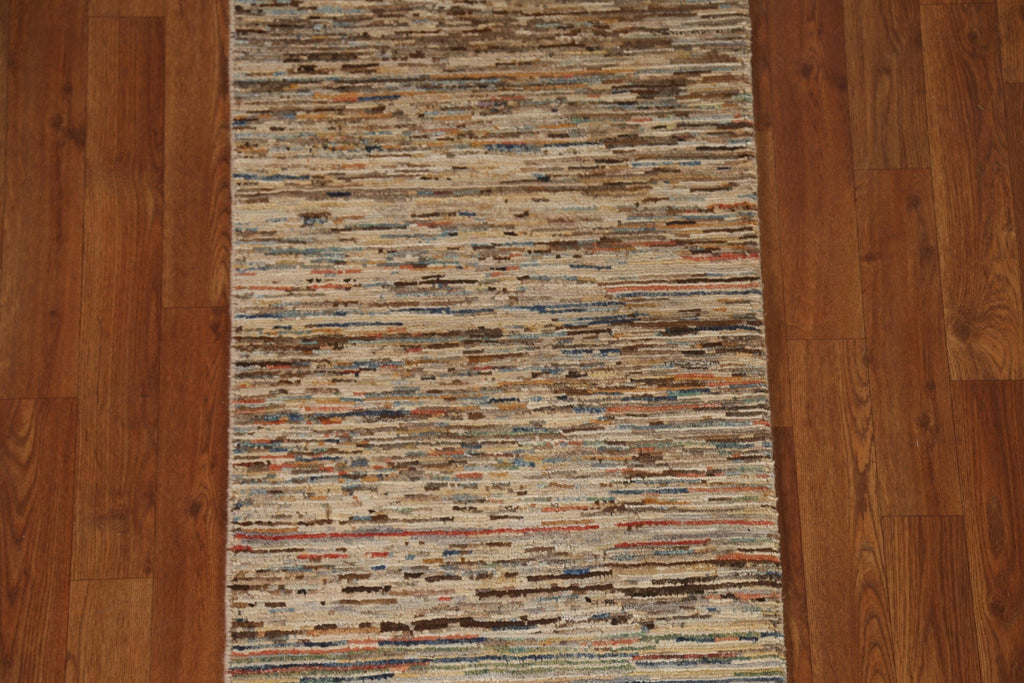 Striped Gabbeh Kashkoli Wool Runner Rug 2x6