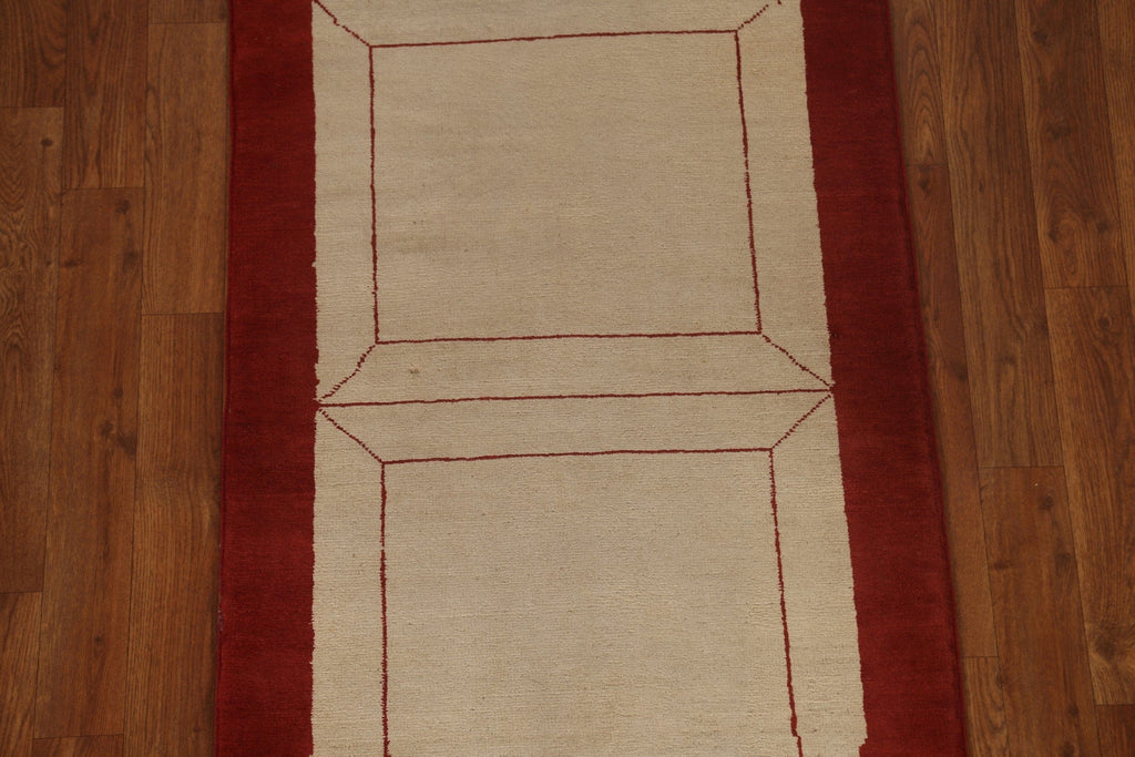 Geometric Gabbeh Kashkoli Wool Runner Rug 2x7