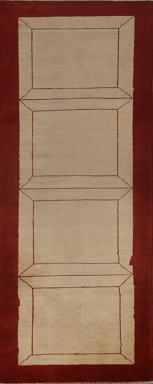 Geometric Gabbeh Kashkoli Wool Runner Rug 2x7