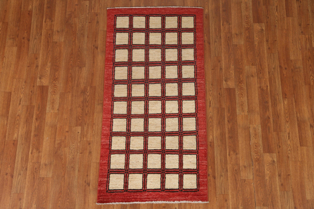 Checkered Gabbeh Kashkoli Runner Rug 2x5