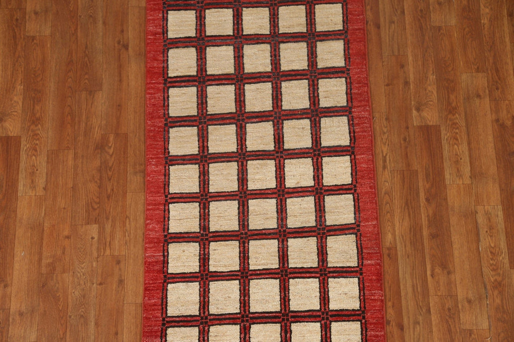 Checkered Gabbeh Kashkoli Runner Rug 2x5