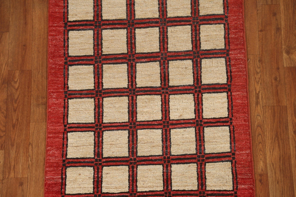 Checkered Gabbeh Kashkoli Runner Rug 2x5