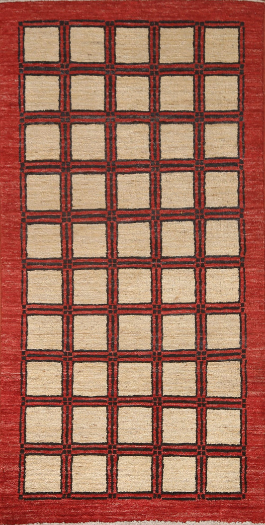 Checkered Gabbeh Kashkoli Runner Rug 2x5