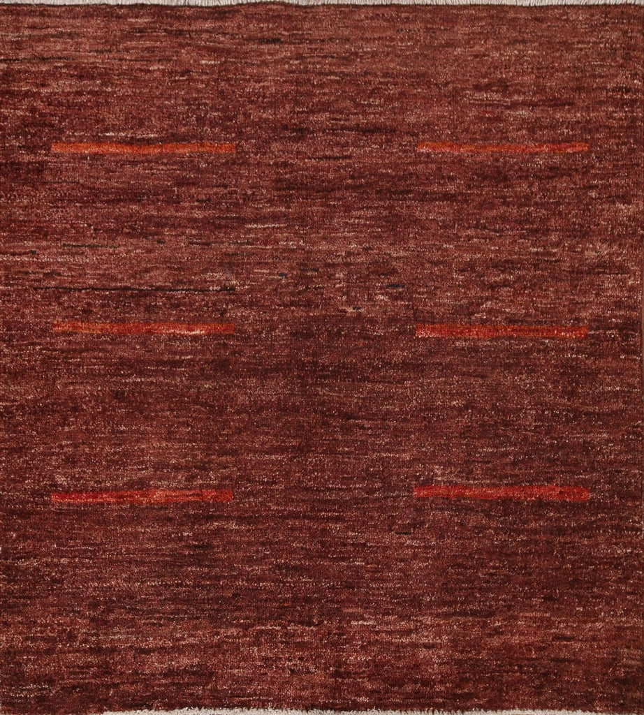 Copper Color Gabbeh Kashkoli Square Area Rug 3x3