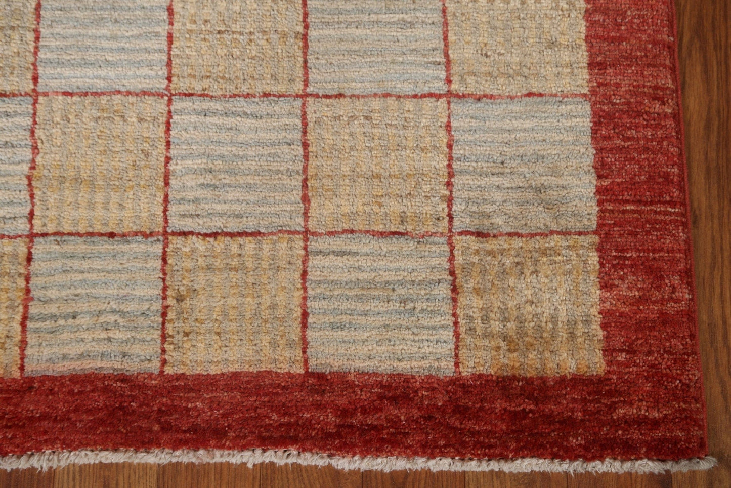 Checkered Gabbeh Kashkoli Wool Runner Rug 3x9