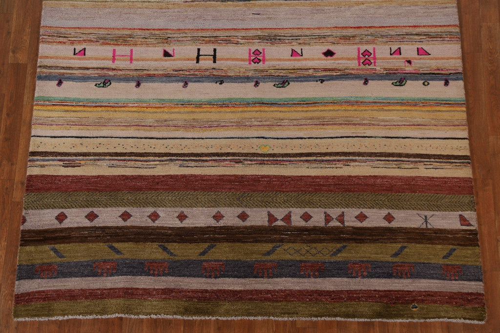 Striped Gabbeh Kashkoli Tribal Area Rug 6x9