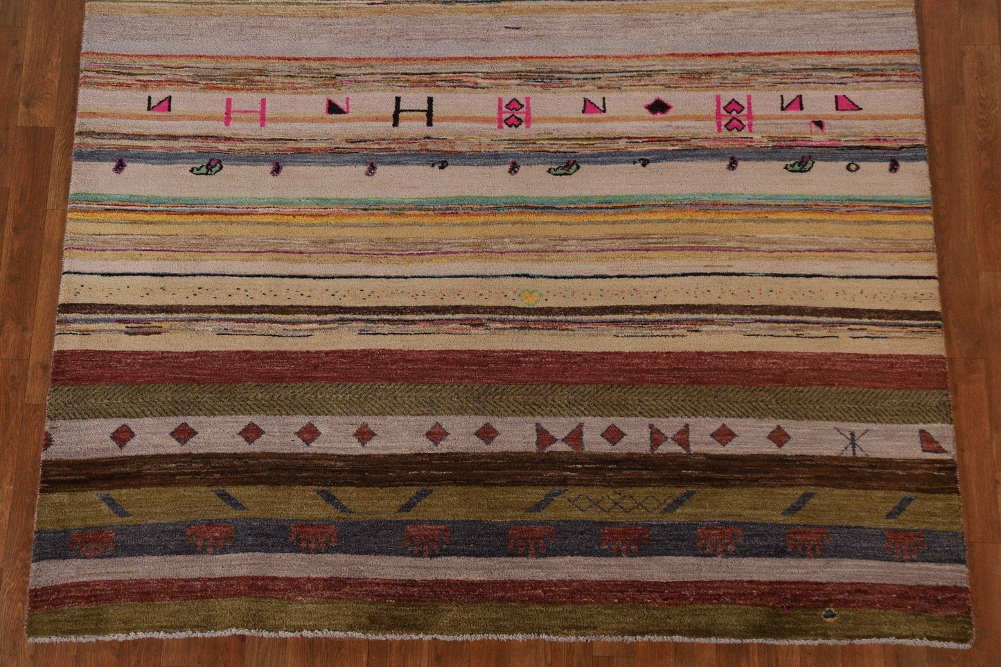 Striped Gabbeh Kashkoli Tribal Area Rug 6x9