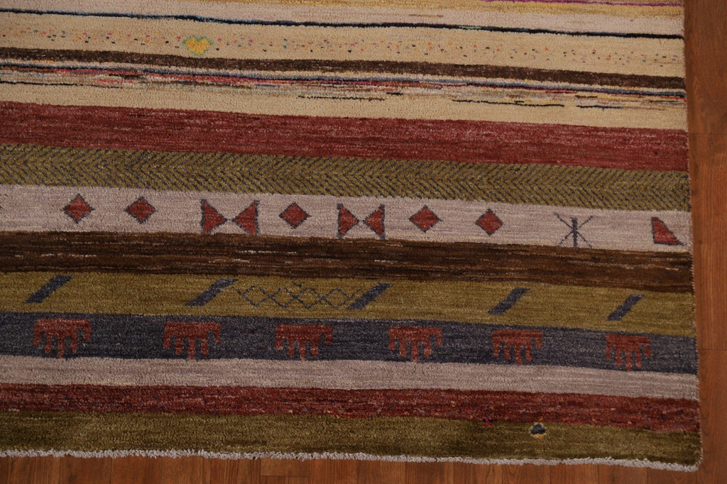 Striped Gabbeh Kashkoli Tribal Area Rug 6x9