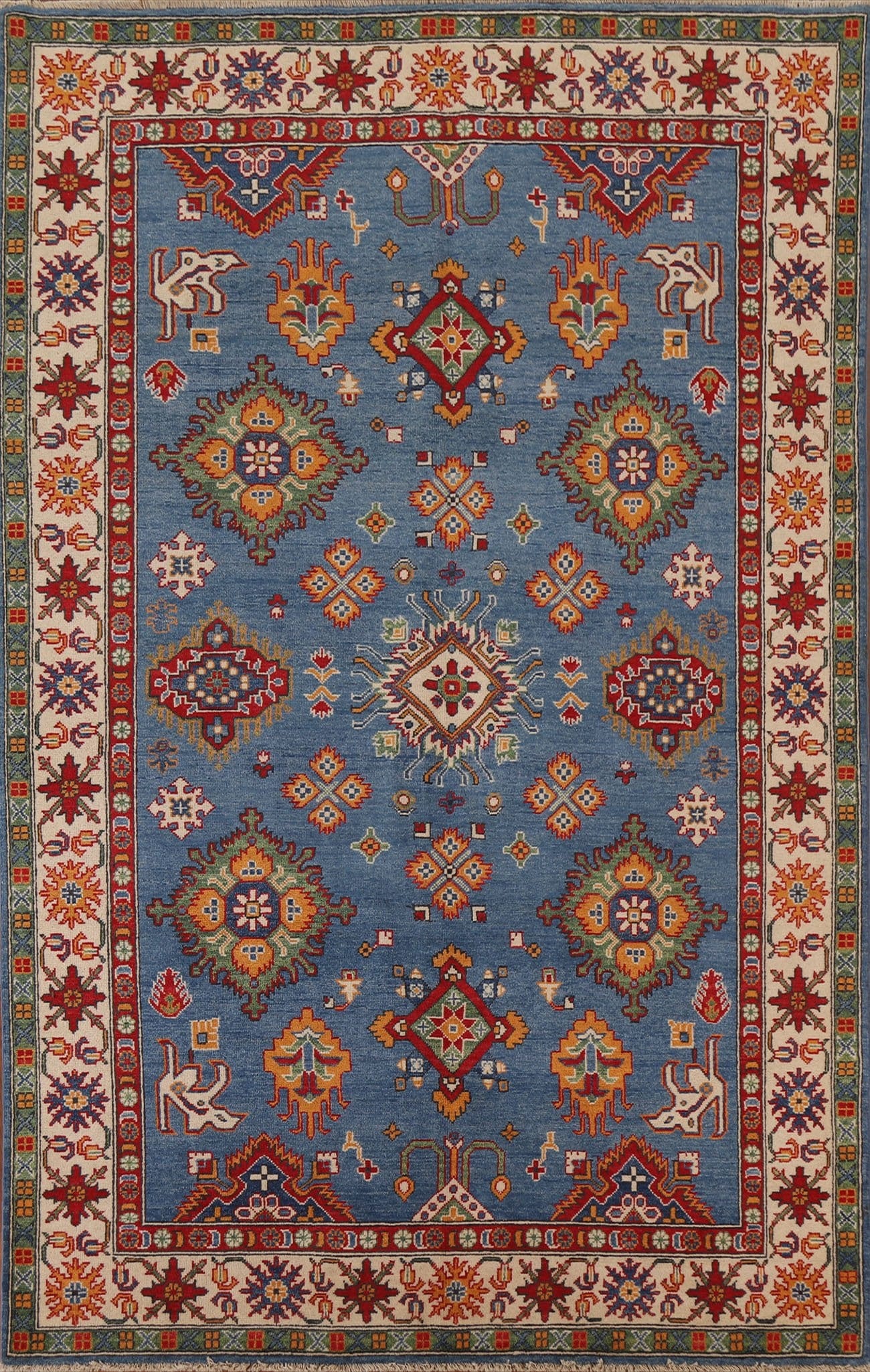 Blue Kazak Oriental Area Rug 6x9