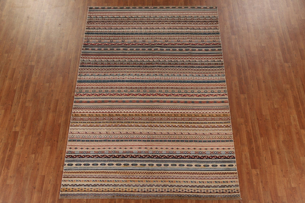 Striped Gabbeh Kashkoli Wool Area Rug 7x10