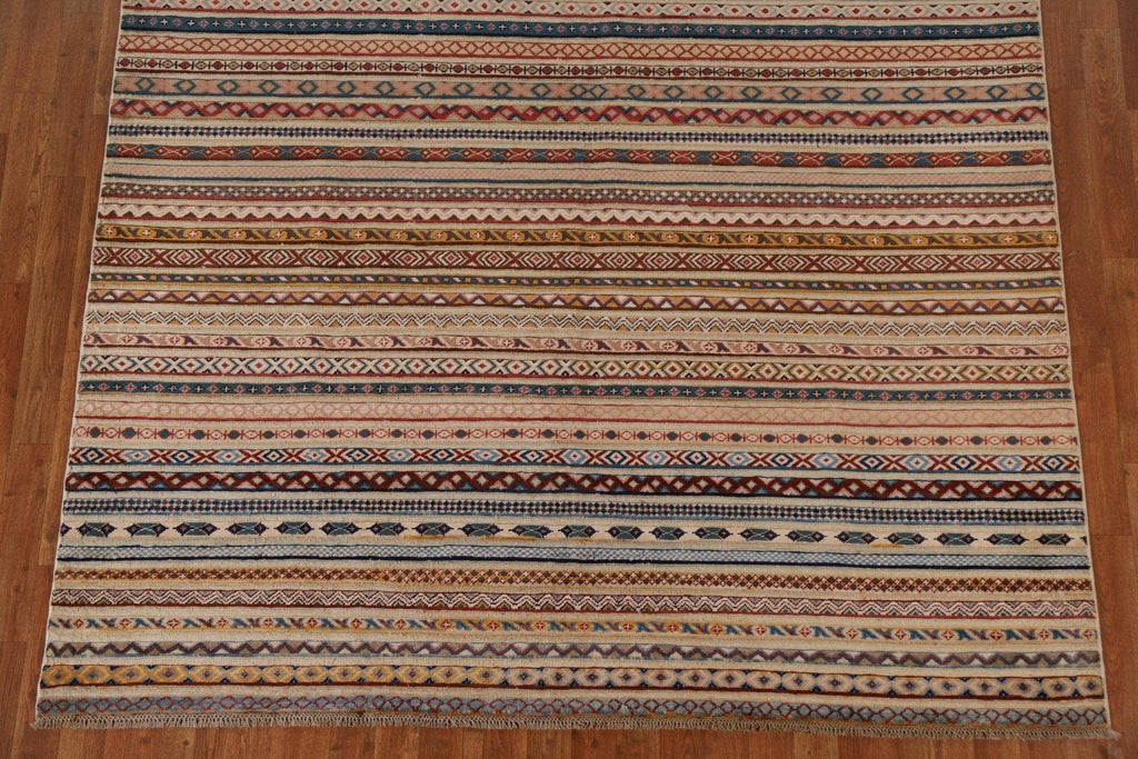 Striped Gabbeh Kashkoli Wool Area Rug 7x10