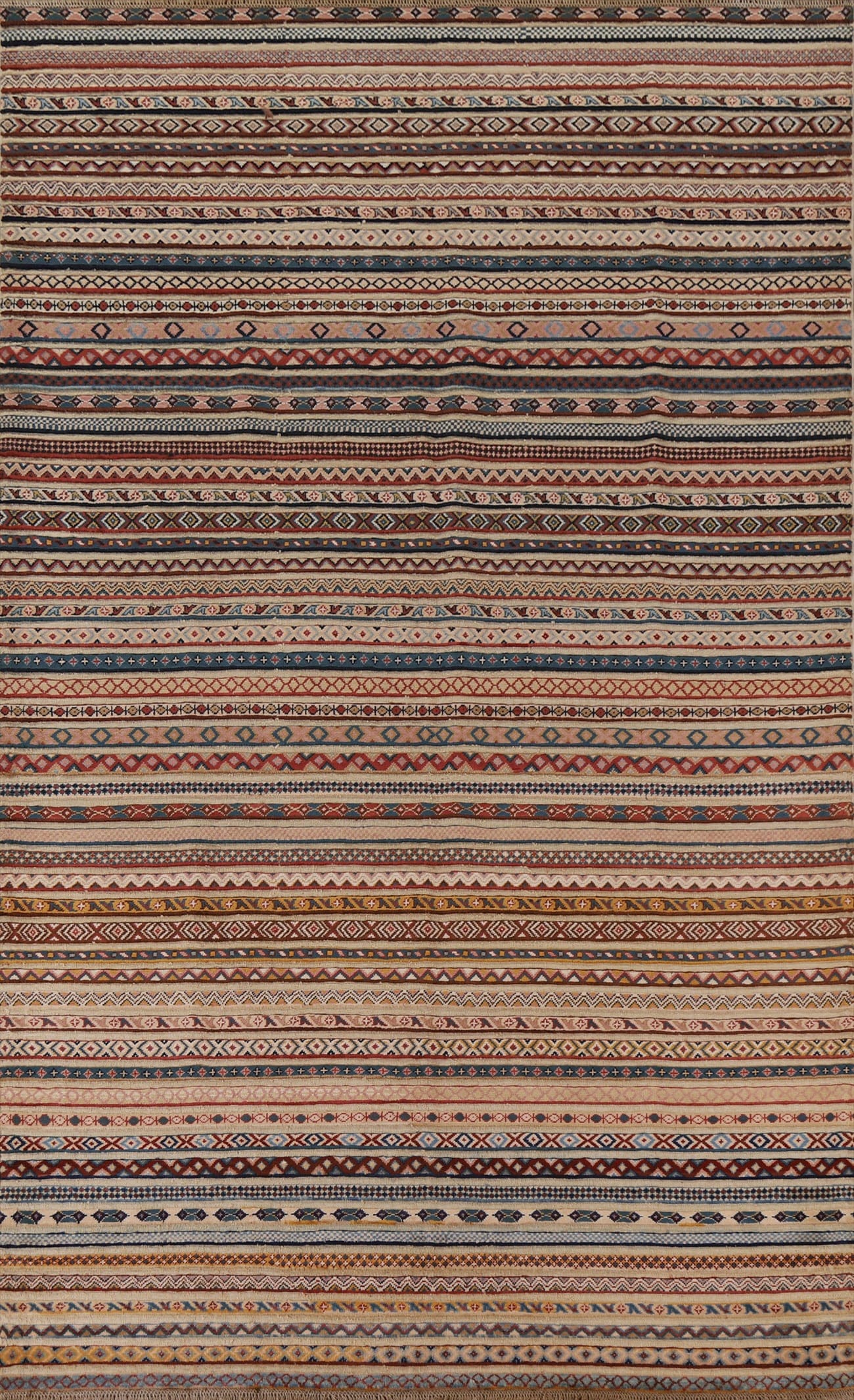 Striped Gabbeh Kashkoli Wool Area Rug 7x10