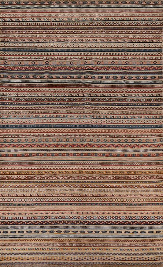 Striped Gabbeh Kashkoli Wool Area Rug 7x10