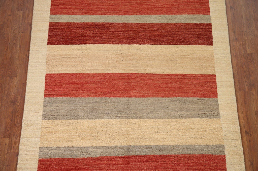 Striped Gabbeh Kashkoli Wool Area Rug 5x6