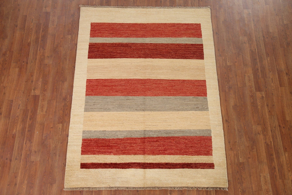 Striped Gabbeh Kashkoli Wool Area Rug 5x6